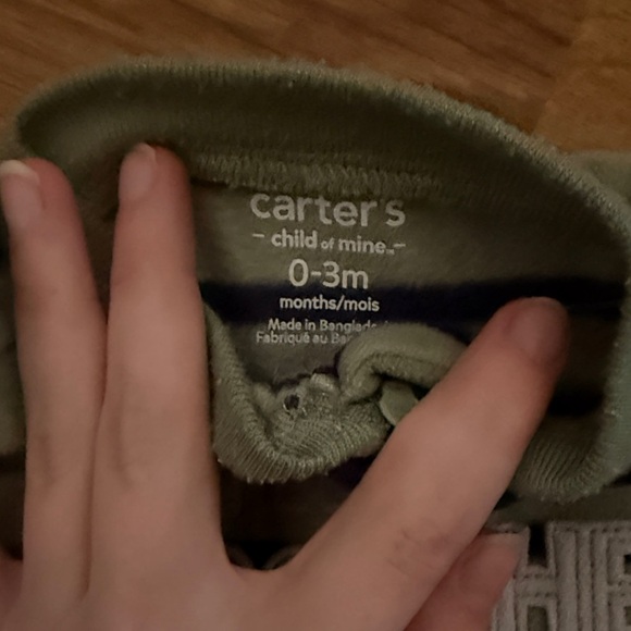 Carter's Green and Black Striped Footie Pajamas - Picture 3 of 9